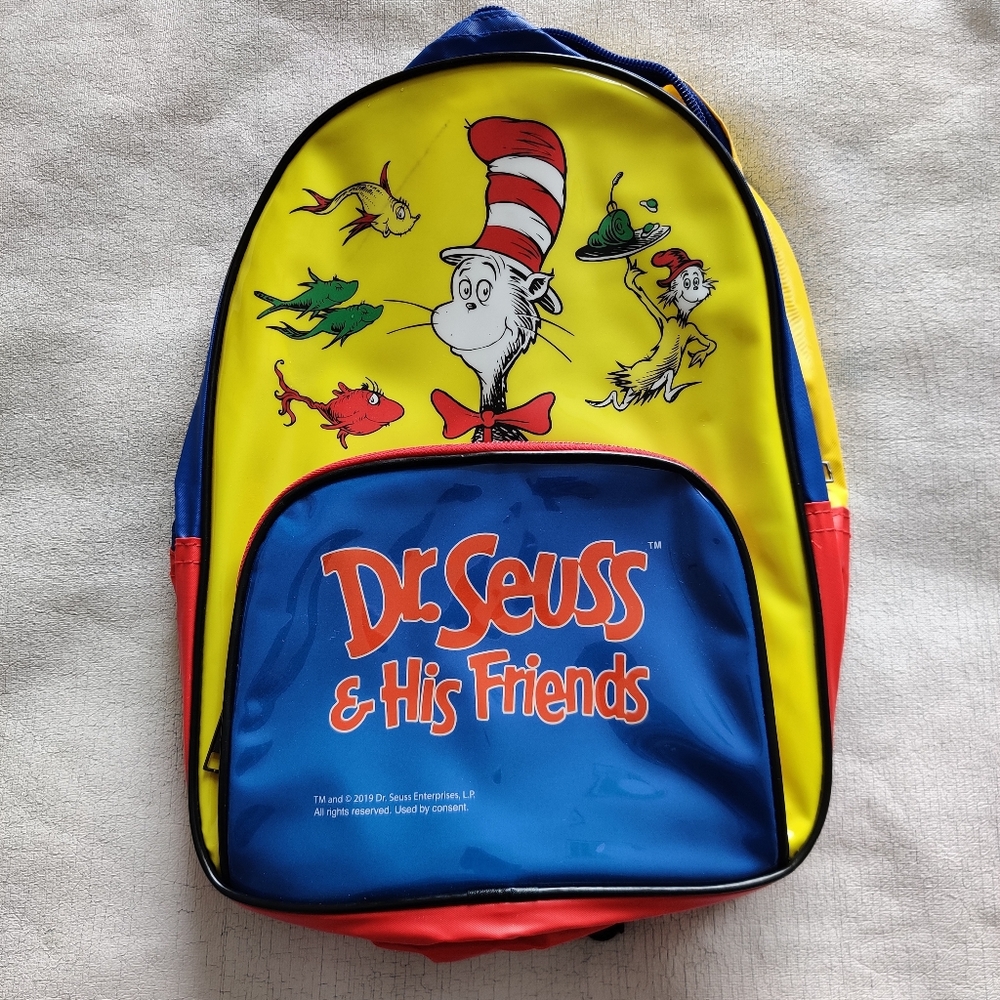 Vintage 1997 Dr. Suess & His Friends Kids School Backpack Bookbag Cat in The Hat